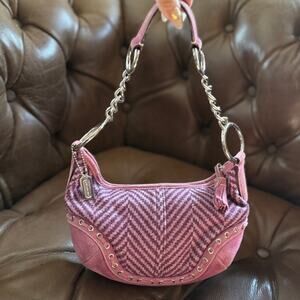Vintage Y2K Coach Soho Hobo Purple Herringbone Wool Suede Shoulder Bag 9746